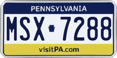 PA license plate MSX7288