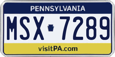 PA license plate MSX7289