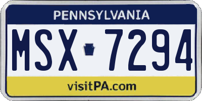 PA license plate MSX7294