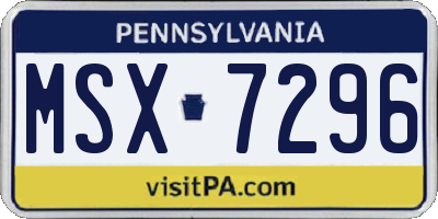 PA license plate MSX7296