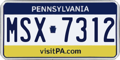 PA license plate MSX7312