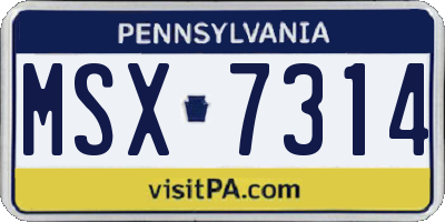 PA license plate MSX7314