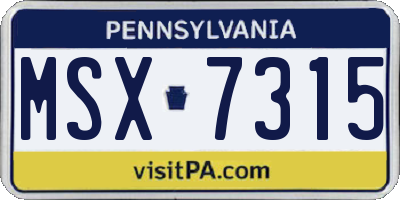 PA license plate MSX7315