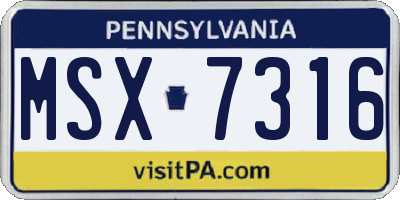 PA license plate MSX7316