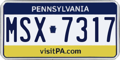 PA license plate MSX7317