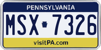 PA license plate MSX7326