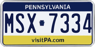 PA license plate MSX7334