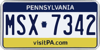 PA license plate MSX7342