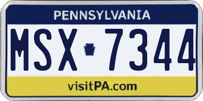 PA license plate MSX7344
