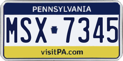 PA license plate MSX7345