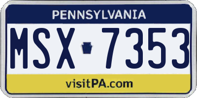 PA license plate MSX7353