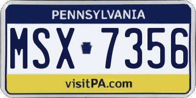 PA license plate MSX7356