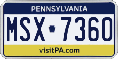 PA license plate MSX7360