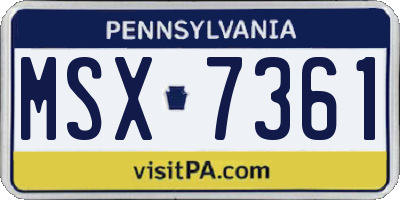 PA license plate MSX7361