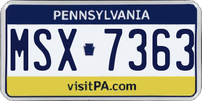 PA license plate MSX7363