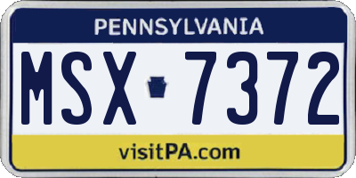 PA license plate MSX7372