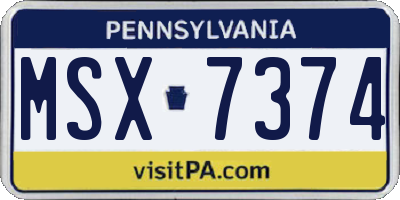 PA license plate MSX7374