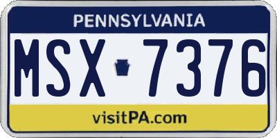 PA license plate MSX7376