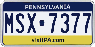 PA license plate MSX7377