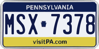 PA license plate MSX7378
