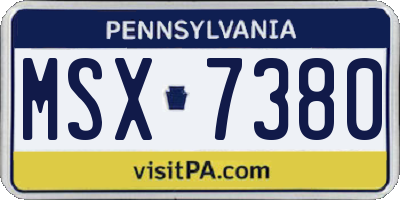 PA license plate MSX7380
