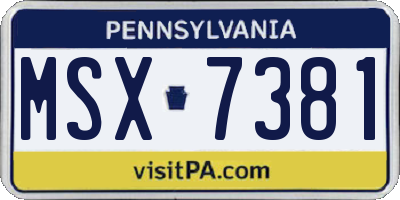 PA license plate MSX7381