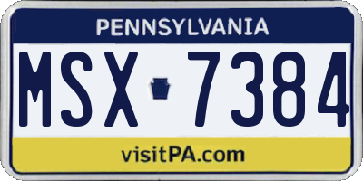 PA license plate MSX7384