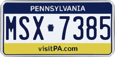 PA license plate MSX7385