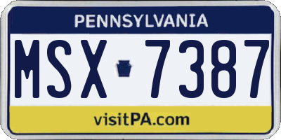 PA license plate MSX7387