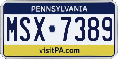 PA license plate MSX7389