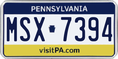 PA license plate MSX7394
