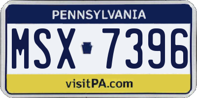 PA license plate MSX7396