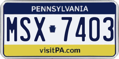 PA license plate MSX7403