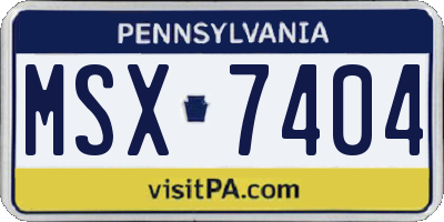 PA license plate MSX7404