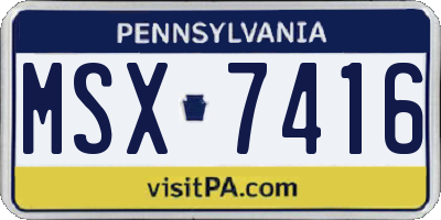 PA license plate MSX7416