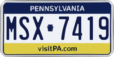 PA license plate MSX7419