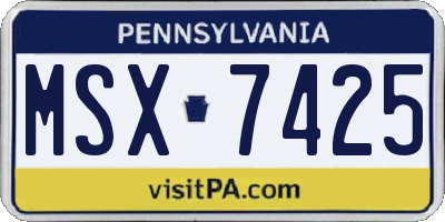 PA license plate MSX7425