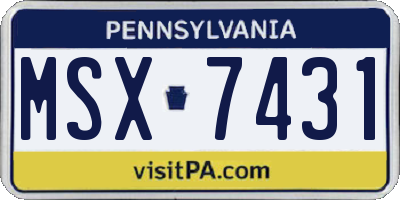 PA license plate MSX7431