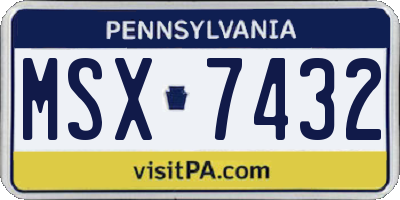 PA license plate MSX7432