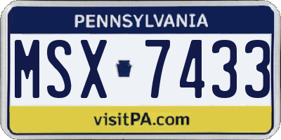 PA license plate MSX7433