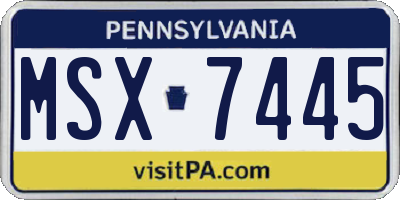 PA license plate MSX7445