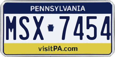 PA license plate MSX7454