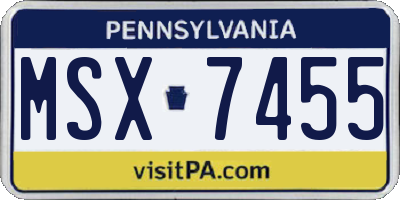 PA license plate MSX7455