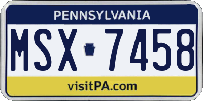 PA license plate MSX7458