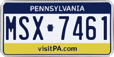 PA license plate MSX7461