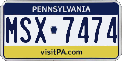 PA license plate MSX7474
