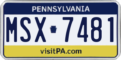 PA license plate MSX7481
