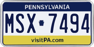 PA license plate MSX7494