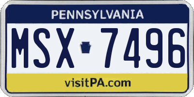 PA license plate MSX7496