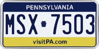 PA license plate MSX7503
